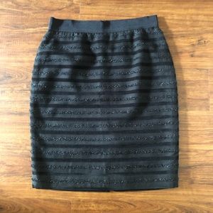 Ann Taylor Black Striped Pencil Skirt